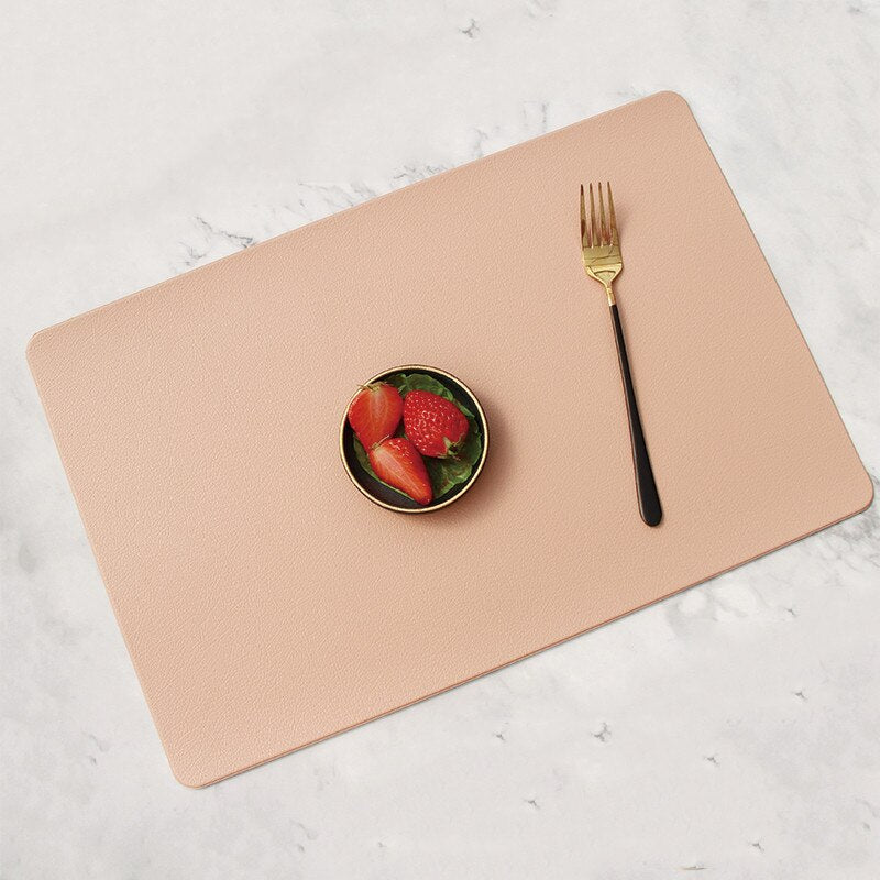 Coaster PU Leather Placemat for Dining Table Heat Insulation Mat Waterproof Rectangle Pad Bowl Kitchen Accessorie - Provence Home Living Store