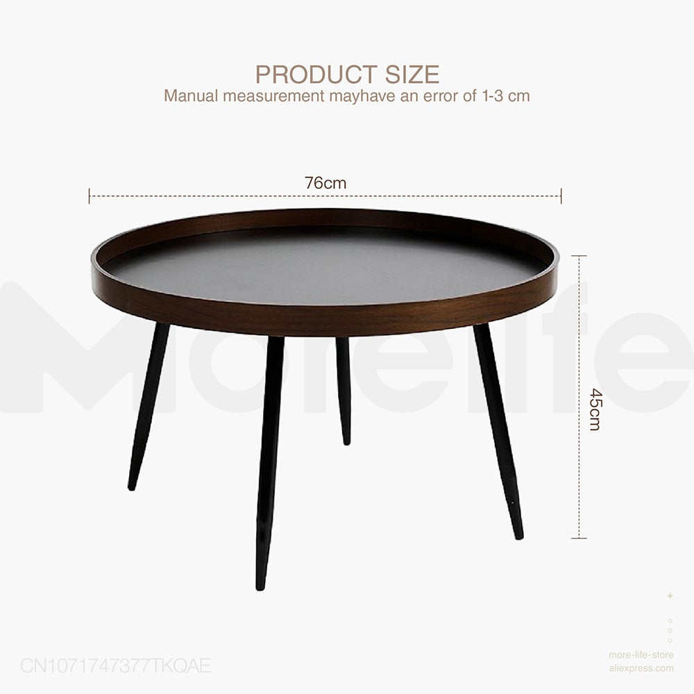 Coffee Table Nordic Side Table Solid Wood Light Luxury Modern Minimalist Round Living Room Walnut Combination  Tea Table - Provence Home Living Store