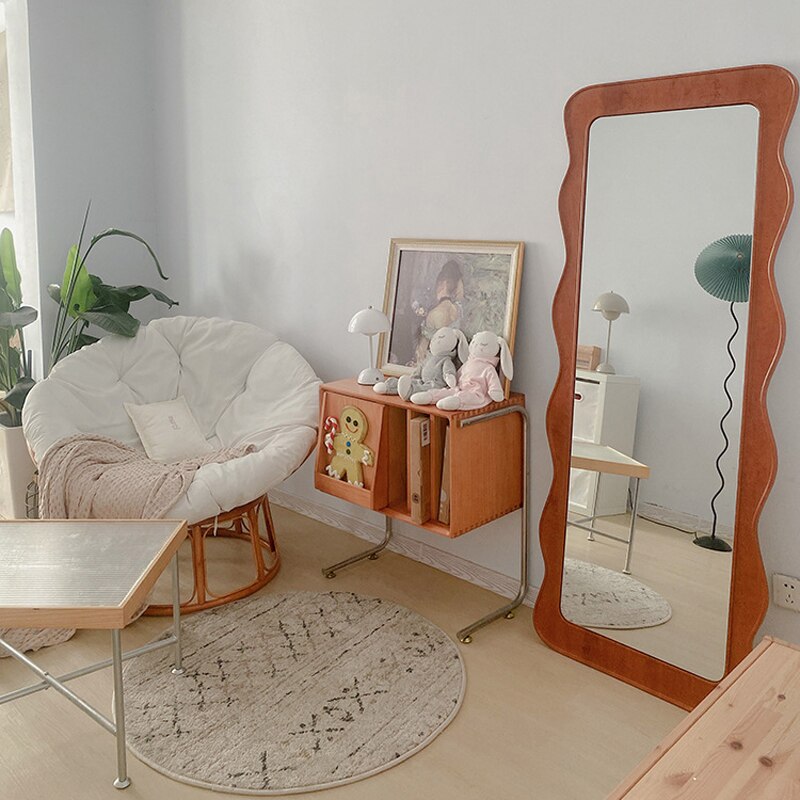 Standing Wood Vanity Mirror Luxury Full Length Large Nordic Wall Mirror Living Room Long Miroir Mural Room Decor Mirror - Provence Home Living Store