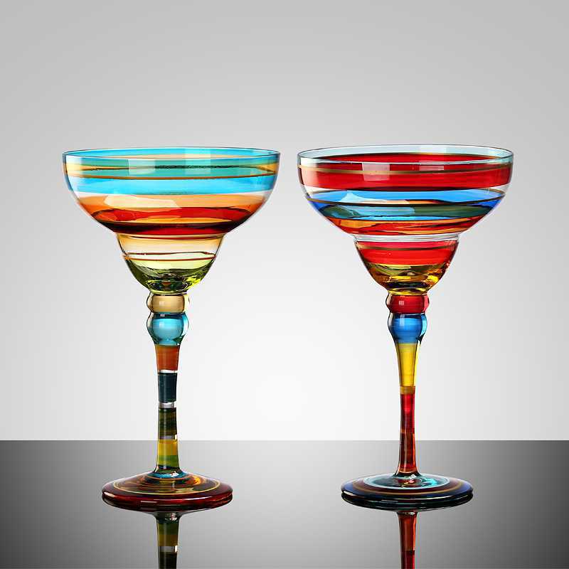 270ml Creative Margarita Wine Glasses Handmade Colorful Cocktail Glass Goblet Cup Lead-free Home Bar Wedding Party Drinkware - Provence Home Living Store