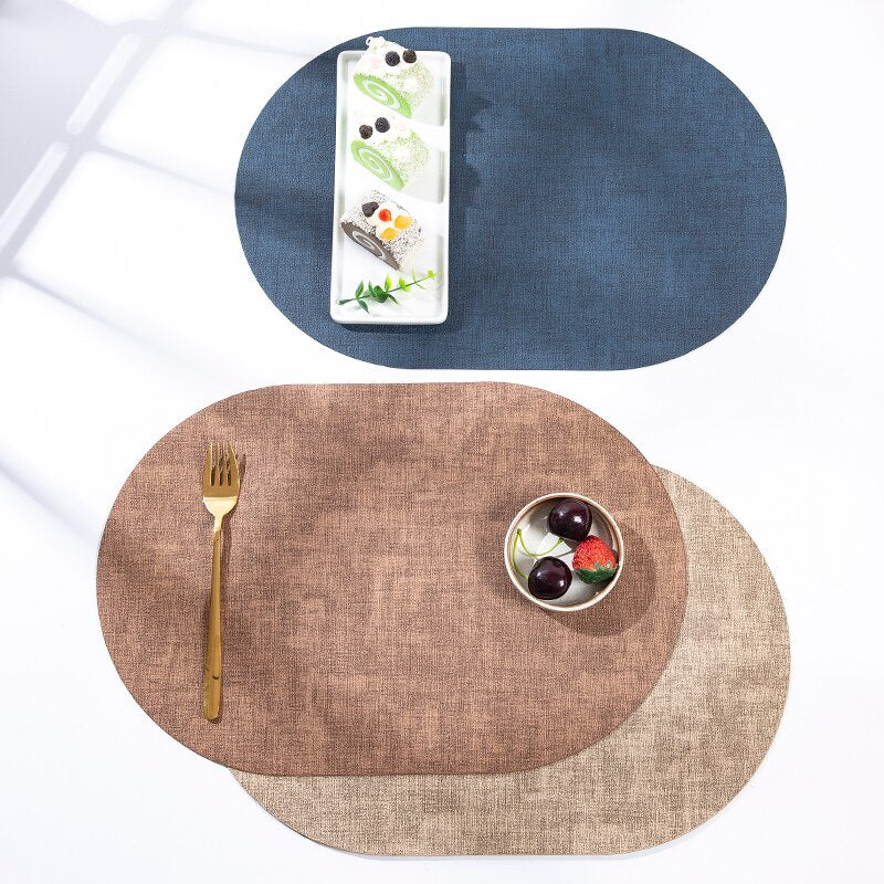 Placemats for Table Leather Western Table Mat Oil-Proof Hotel Home Dining Plate Mat Non-Slip Heat Insulation Pad - Provence Home Living Store