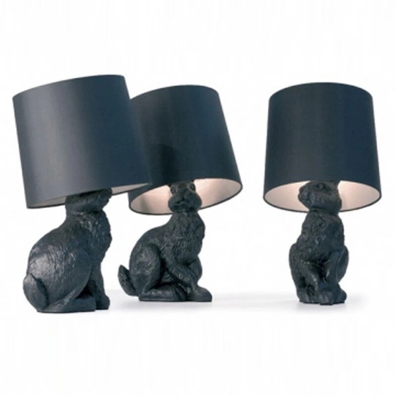 Nordic Black Resin Table Lamp Creative Modern Cloth Art Animal Rabbit Led Table Light Living Room Dining Room Bedroom Home Decor - Provence Home Living Store