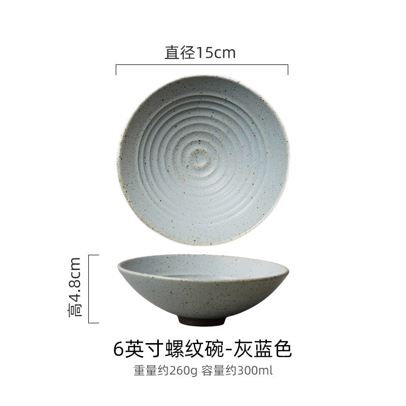 Retro old ceramic large ramen bowl household rice bowl restaurant salad bowl creative large soup bowl Japanese tableware - Provence Home Living Store