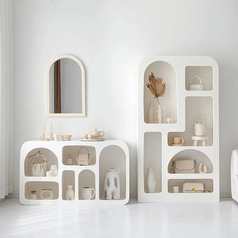 Nordic Simple White Entrance Display Cabinets Living Room Cabinets Arch Cave Storage Curio Cabinet Floor Bookcase Home Furniture - Provence Home Living Store