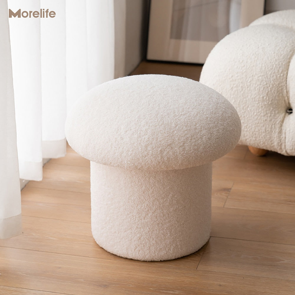 Nordic design makeup stool household cashmere lamb shoes stool footstool design mushroom stool shoes stool dressing stool - Provence Home Living Store