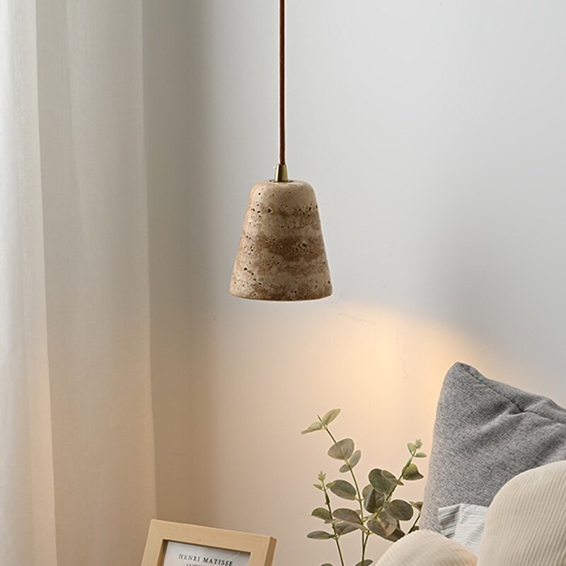 Yellow Marble Hanging Light Dining Room Japan Wabi Sabi Bedside Pendant Lamp Hotel Restaurant Nordic Travertine Droplight - Provence Home Living Store