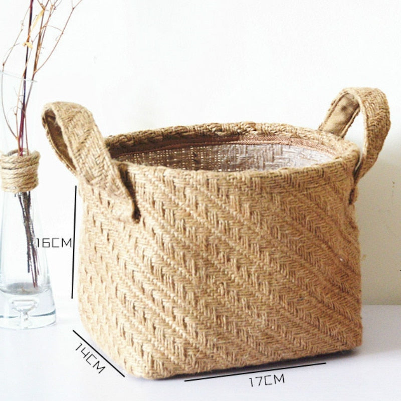 Jute woven cloth flower pot storage basket children&#39;s toys sundries storage bag laundry basket WF1107 - Provence Home Living Store