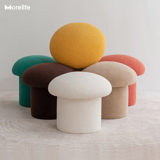 Nordic design makeup stool household cashmere lamb shoes stool footstool design mushroom stool shoes stool dressing stool - Provence Home Living Store