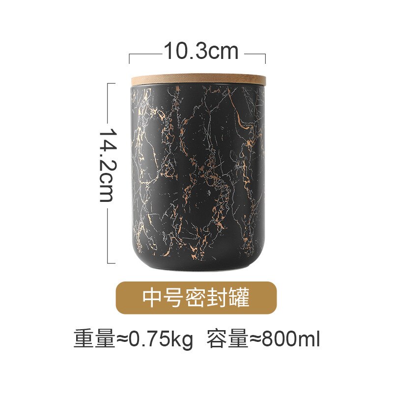 Golden Marble Sealed Jar Ceramic Storage Jar Household Candy Jar 800ml Coffee Jar Round Storage Bottle Kitchen Grain Dispenser - Provence Home Living Store