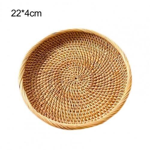 Rattan Handmade Real Rattan Fruit Basket Snack Bread Basket Tray Living Room Snacks Sundries Storage Basket Fruit Tray - Provence Home Living Store