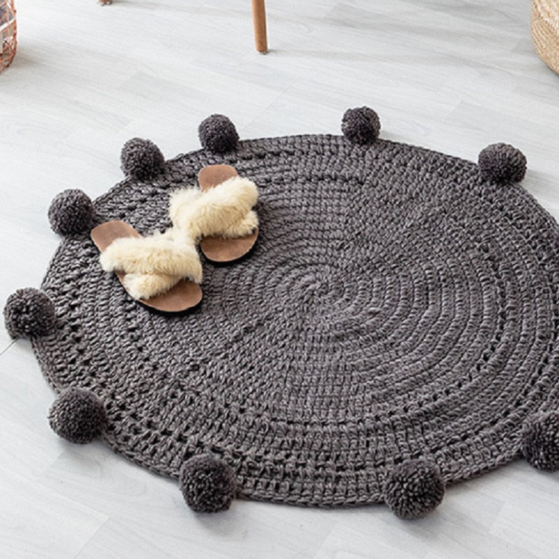 Round Room Rug Nordic Carpet Around 90x90cm Solid Yarn for Knitting Rug Bedroom Children&#39;s Room Spherical Decoration Alfombra - Provence Home Living Store