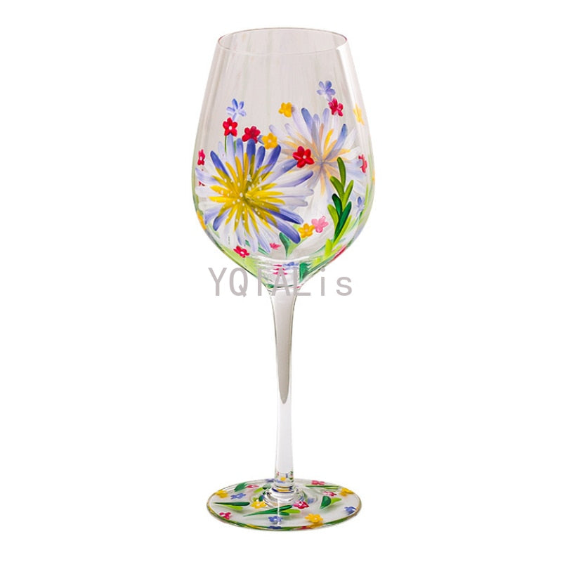 Painted medieval tulip goblet 400-800ML high-value crystal glass juice glass home red wine glass - Provence Home Living Store