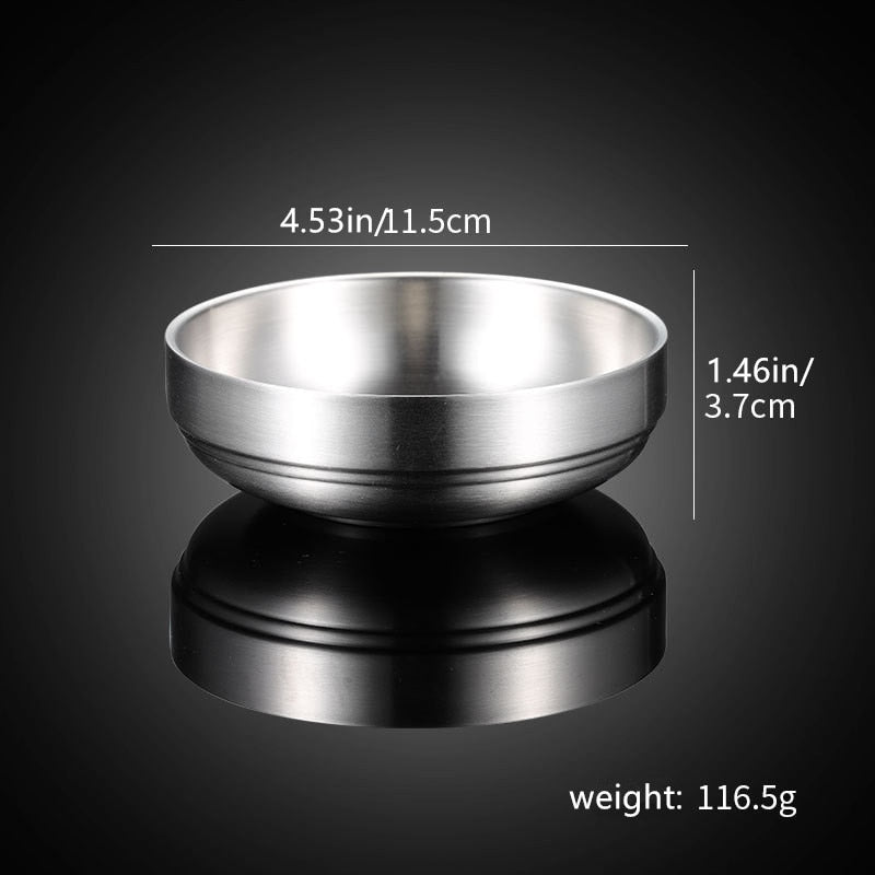 Stainless Steel Rice Bowls Walled Smooth Anti-Scalding Tableware Double Layer Heat Insulation Soup Bowl Kitchen Food Container - Provence Home Living Store