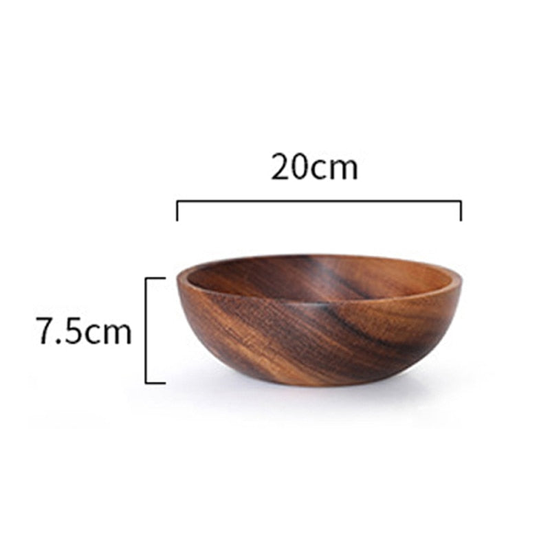 wooden bowl Japanese style wooden tableware household and basin fruit plate salad bowl whole wooden soup bowl wooden bowl WF - Provence Home Living Store