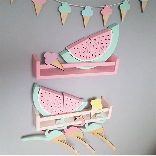 1set INS Nordic Wooden Watermelon Blocks Ornaments Kids Room Decoration Ornaments Baby Birthday Gifts Fairy Garden Photo Props - Provence Home Living Store