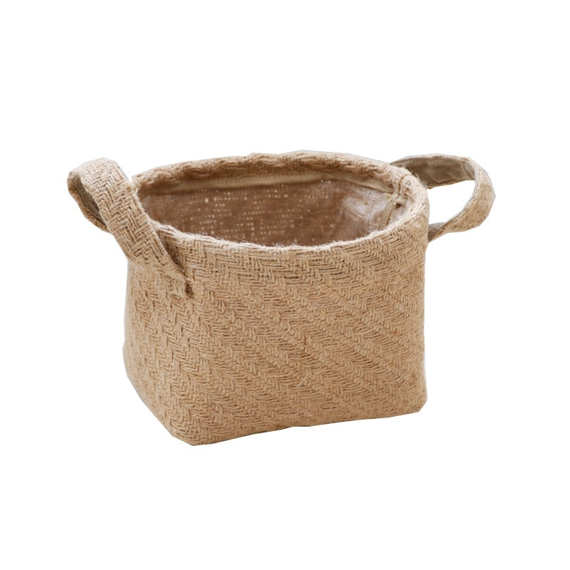 Jute woven cloth flower pot storage basket children&#39;s toys sundries storage bag laundry basket WF1107 - Provence Home Living Store