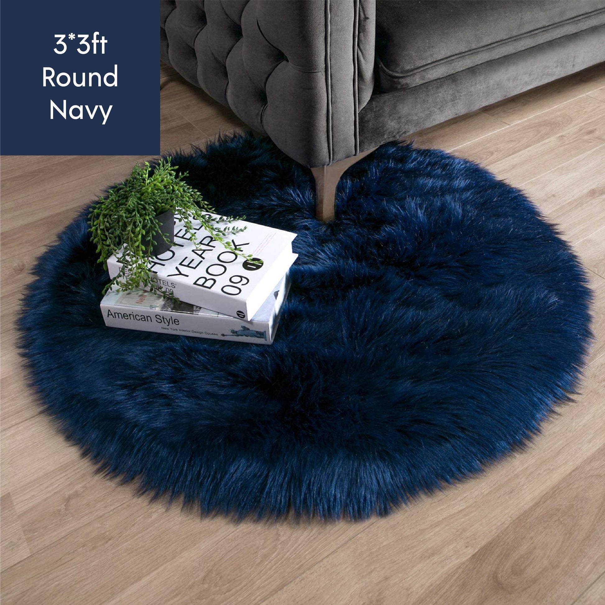 Ashler HOME DECO Ultra Soft Round Shaped Faux Sheepskin Fur Rug White Fluffy Area Shag Rug Carpets for Bedroom Living Room - Provence Home Living Store