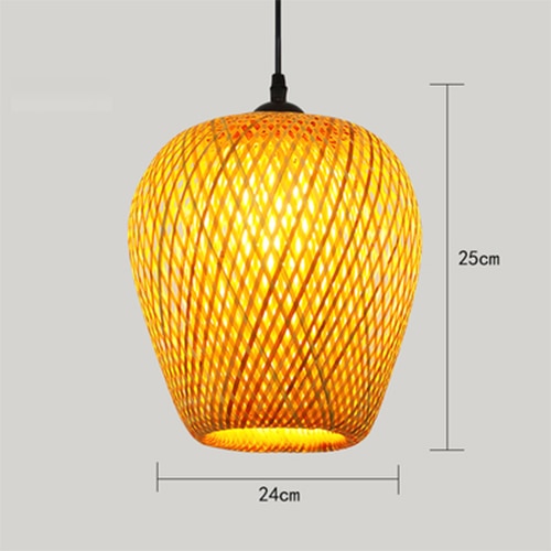 Bamboo Pendant Light Lamparas, E27 Bamboo Lamp Bamboo Hanging Lampshade Pendant Light,Art Deco Chinese Lantern Rattan Chandelier - Provence Home Living Store