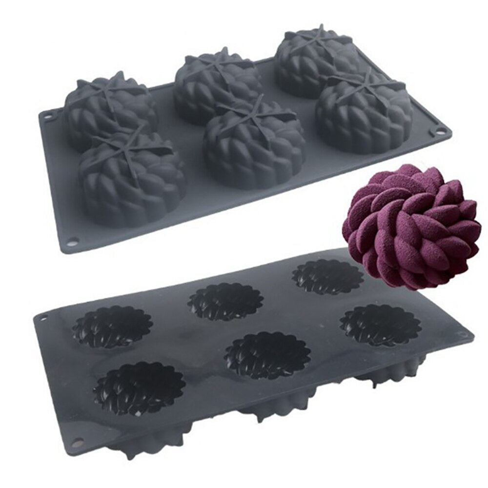 6-cavity Santa Ana Flower Cake Mold Glaze Sandblasting Mousse Mold French Dessert Silicone Mold Silicone Bakeware Candle Tools - Provence Home Living Store