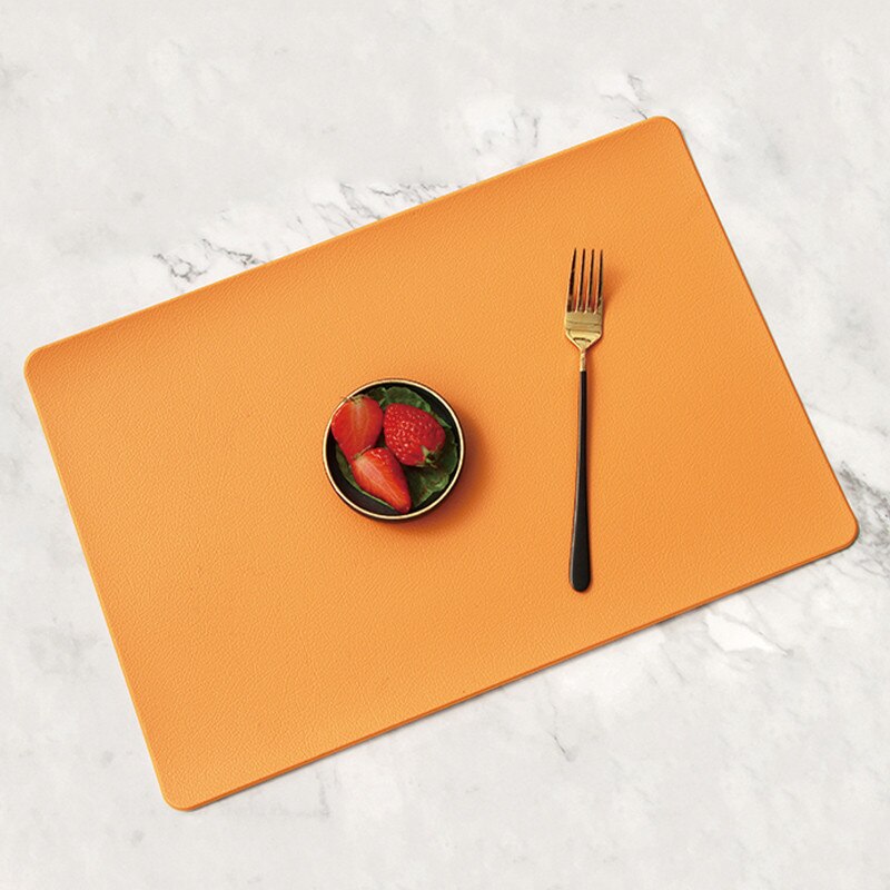 Coaster PU Leather Placemat for Dining Table Heat Insulation Mat Waterproof Rectangle Pad Bowl Kitchen Accessorie - Provence Home Living Store