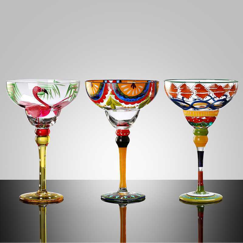 270ml Creative Margarita Wine Glasses Handmade Colorful Cocktail Glass Goblet Cup Lead-free Home Bar Wedding Party Drinkware - Provence Home Living Store