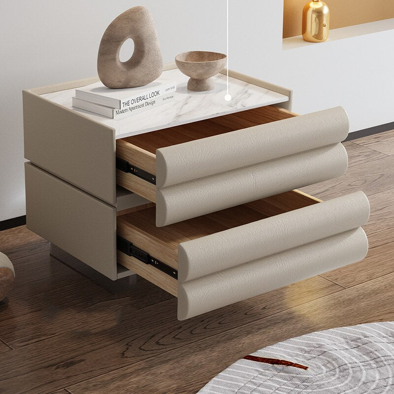 Bedroom Modern Nightstand Beige Aesthetic Design Drawers Storage Nightstand Wood Minimalist Mesitas De Noche Home Furniture - Provence Home Living Store