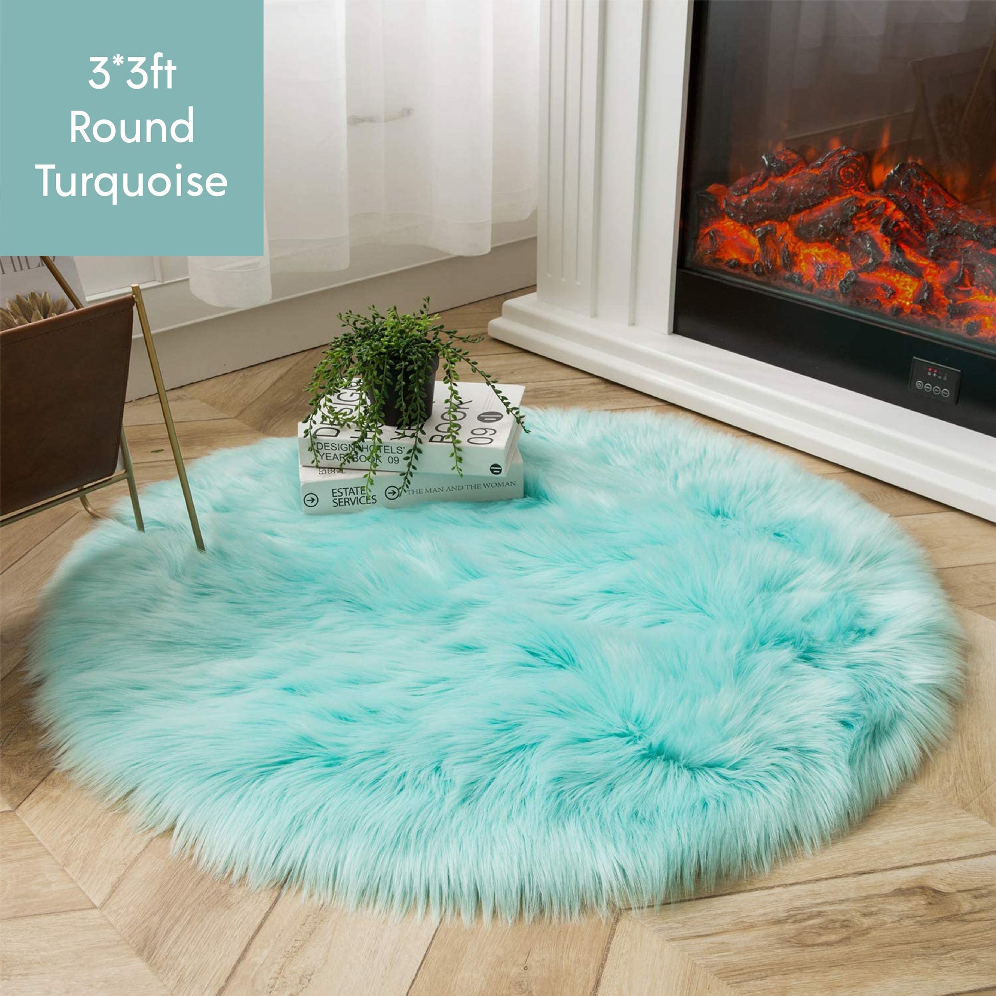 Ashler HOME DECO Ultra Soft Round Shaped Faux Sheepskin Fur Rug White Fluffy Area Shag Rug Carpets for Bedroom Living Room - Provence Home Living Store