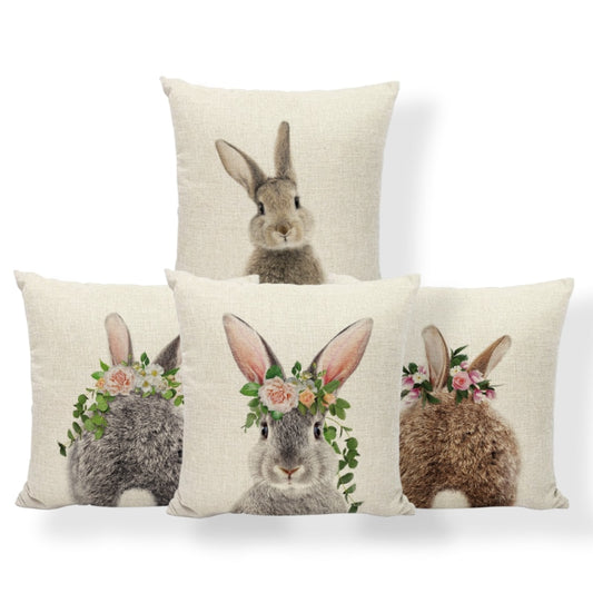 Modern Design Pillow Cases Bunny Easter 45x45 CM Digital Printe Home Decoration Cover Cushion Imitation Hemp Ofice Room Children - Provence Home Living Store