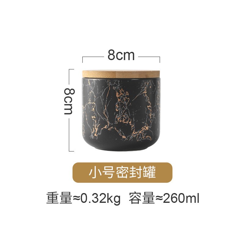 Golden Marble Sealed Jar Ceramic Storage Jar Household Candy Jar 800ml Coffee Jar Round Storage Bottle Kitchen Grain Dispenser - Provence Home Living Store