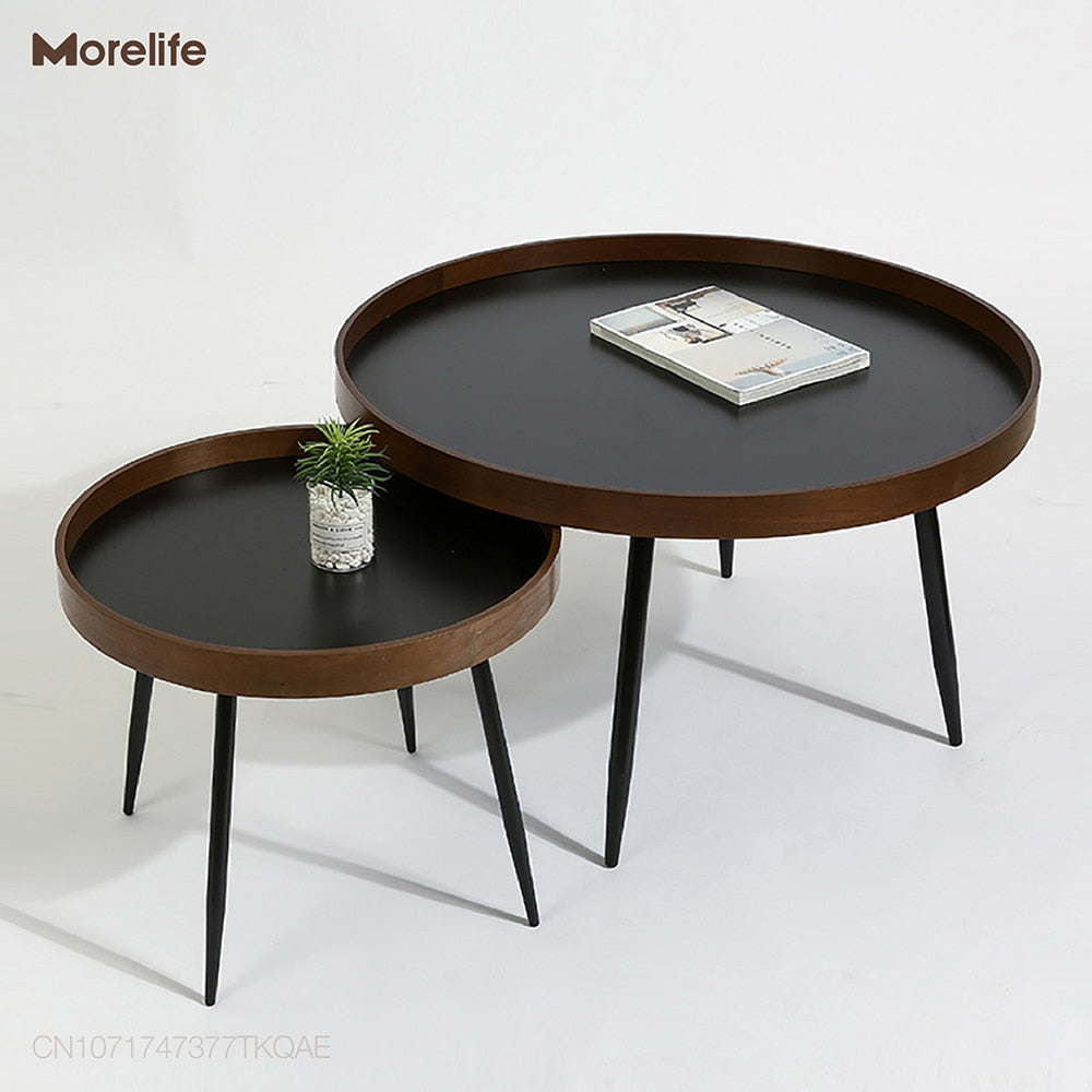 Coffee Table Nordic Side Table Solid Wood Light Luxury Modern Minimalist Round Living Room Walnut Combination  Tea Table - Provence Home Living Store