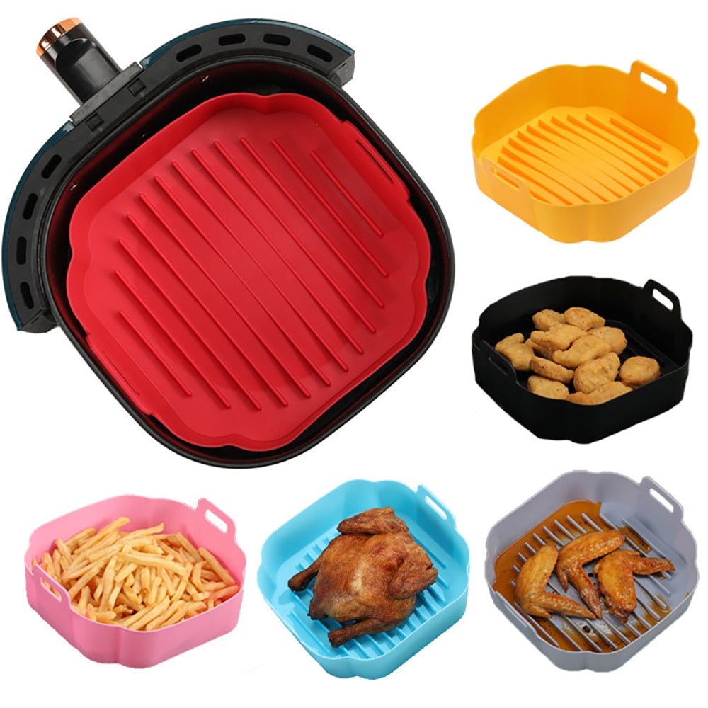 Silicone Air Fryer Liner 8.5inch Reusable Baking Basket Non-Stick Pizza Chicken Plate Grill Pan Kitchen Airfryer Accessories - Provence Home Living Store