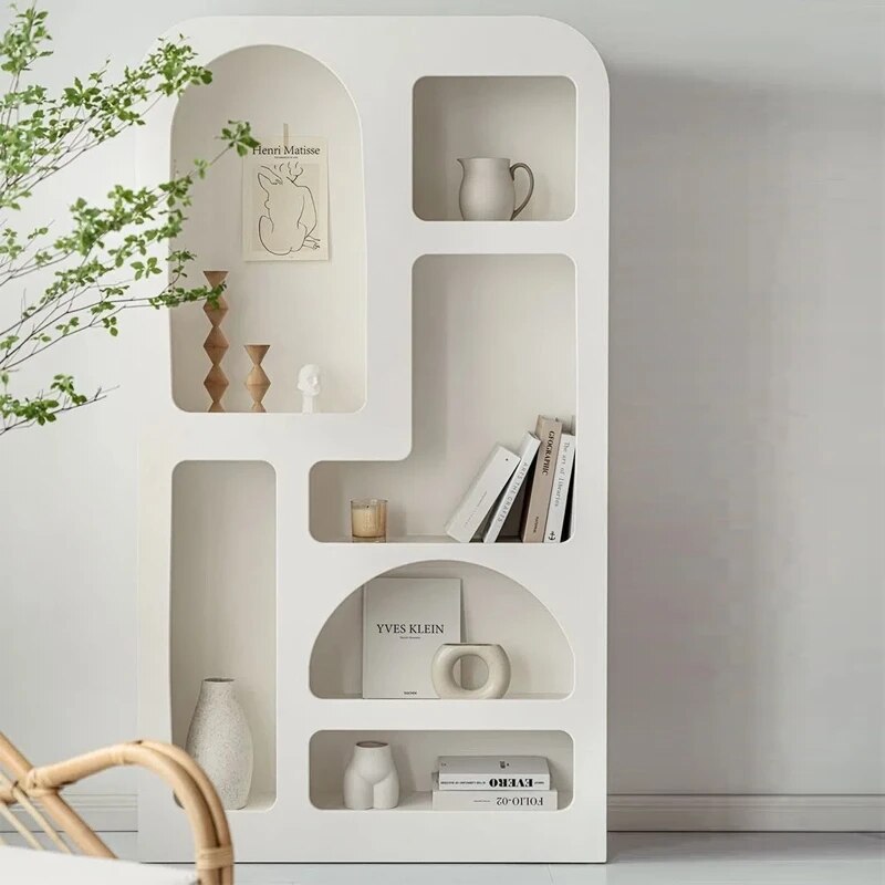 Nordic Simple White Entrance Display Cabinets Living Room Cabinets Arch Cave Storage Curio Cabinet Floor Bookcase Home Furniture - Provence Home Living Store