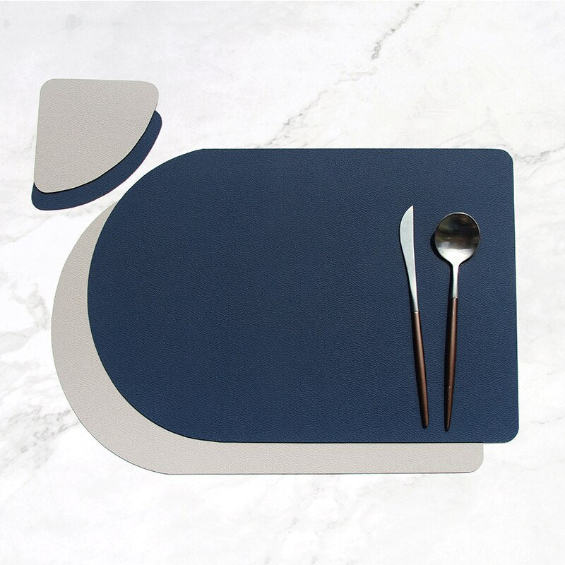 2/4/6PCS Dual Side 2 Color Tableware Pad Placemat PU Leather Table Mat Heat Insulation Non-Slip Bowl Coaster Kitchen - Provence Home Living Store