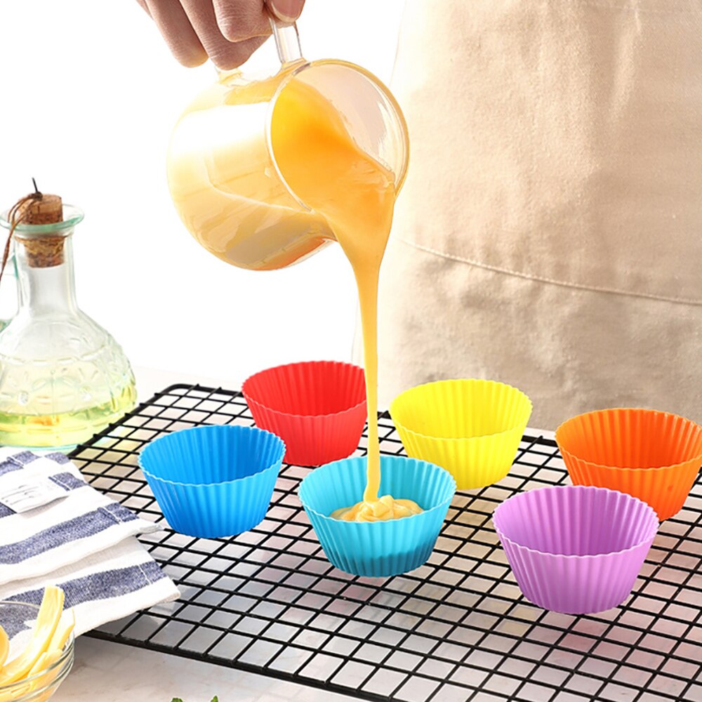 6pcs/set Silicone Cake Mold Round Muffin Cupcake Baking Molds Reusable DIY Cake Decorating Tools Kitchen Cooking Bakeware Maker - Provence Home Living Store