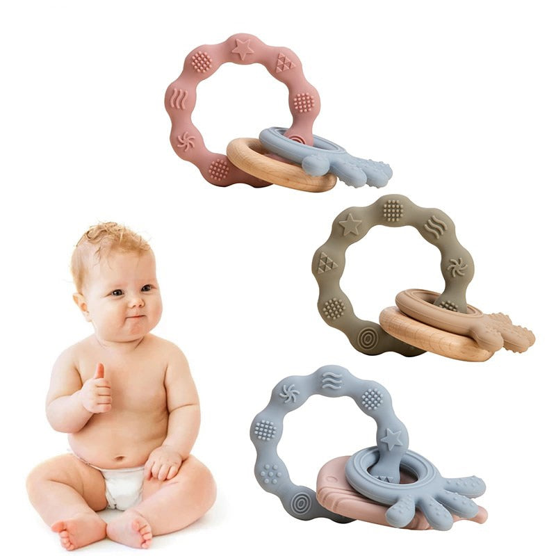 1Pcs Baby Silicone Teether Ring BPA Free Rattles Bracelet Food Grade Newborn Baby Accessories Cartoon Silicone Teething Toys - Provence Home Living Store