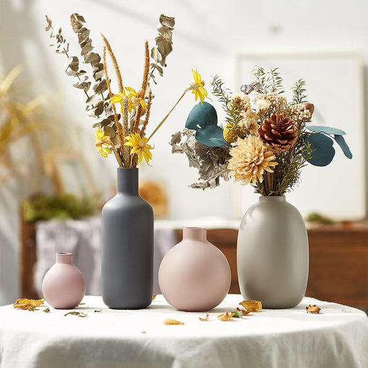 Nordic Home Decoration Vase Morandi Style Glass Glaze Dried flowers Decor Vases Suit for Living Room Arrangement Crafts Gift - Provence Home Living Store