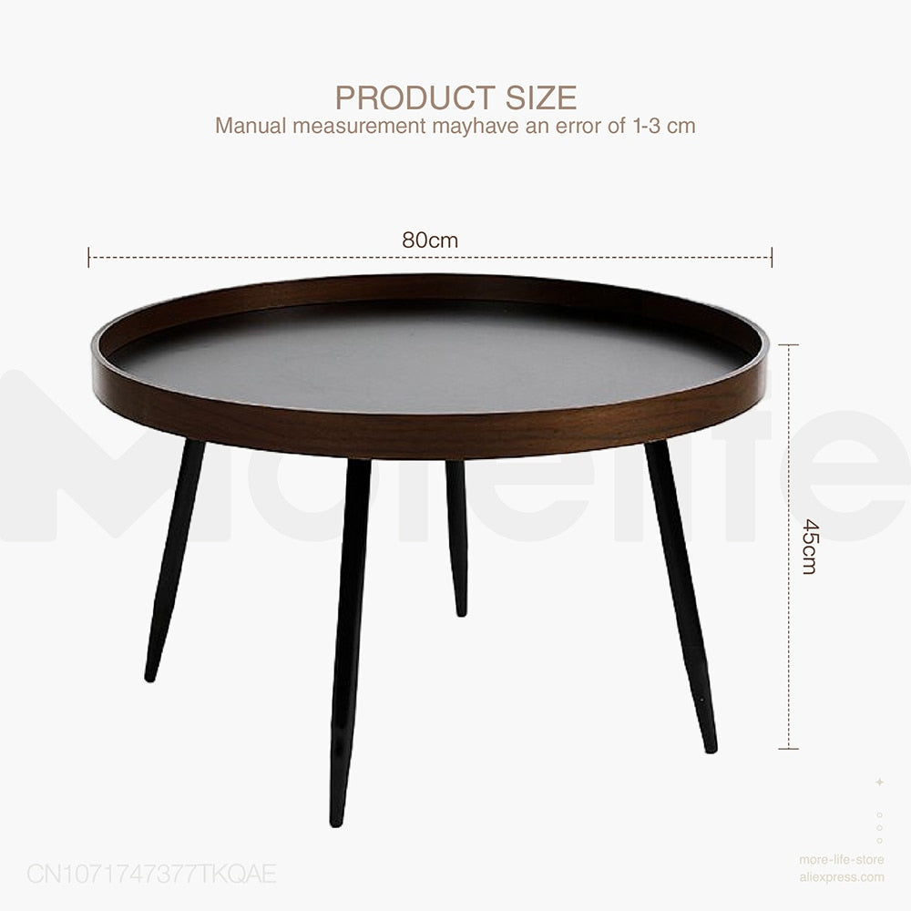 Coffee Table Nordic Side Table Solid Wood Light Luxury Modern Minimalist Round Living Room Walnut Combination  Tea Table - Provence Home Living Store