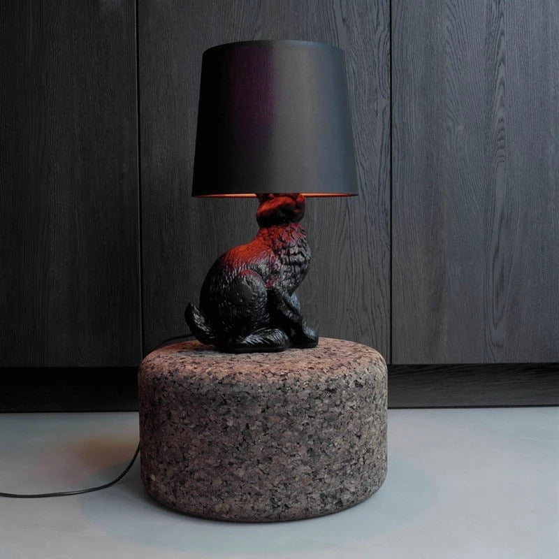 Nordic Black Resin Table Lamp Creative Modern Cloth Art Animal Rabbit Led Table Light Living Room Dining Room Bedroom Home Decor - Provence Home Living Store