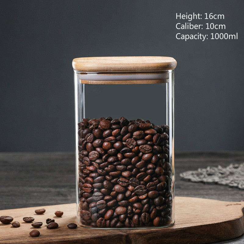 600-1400Ml Square Guardian Love Sealed Storage Jar Seasoning Storage Tank Milk Powder Candy Coffee Bean Storage Bottle Tool - Provence Home Living Store