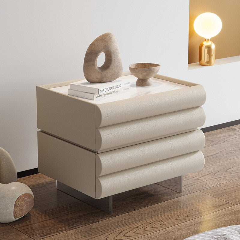 Bedroom Modern Nightstand Beige Aesthetic Design Drawers Storage Nightstand Wood Minimalist Mesitas De Noche Home Furniture - Provence Home Living Store