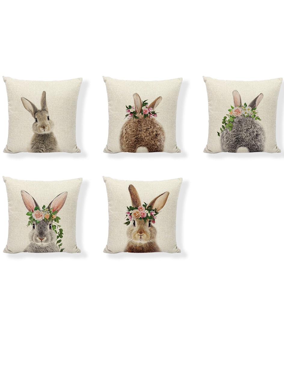 Modern Design Pillow Cases Bunny Easter 45x45 CM Digital Printe Home Decoration Cover Cushion Imitation Hemp Ofice Room Children - Provence Home Living Store