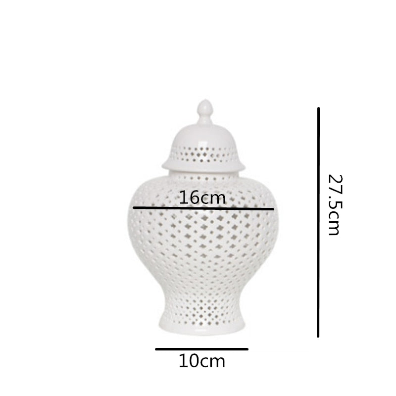 European White Hollow Ceramic General Jar Ornaments Creative Arts and Crafts Living Room Home Decoration Accessories Modern New - Provence Home Living Store