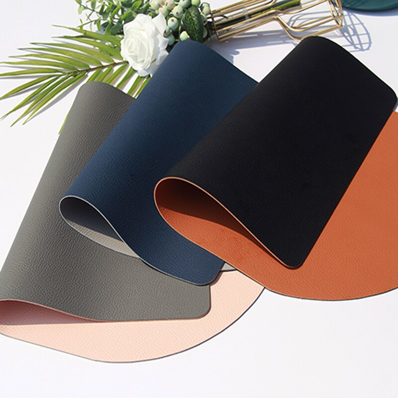 2/4/6PCS Dual Side 2 Color Tableware Pad Placemat PU Leather Table Mat Heat Insulation Non-Slip Bowl Coaster Kitchen - Provence Home Living Store