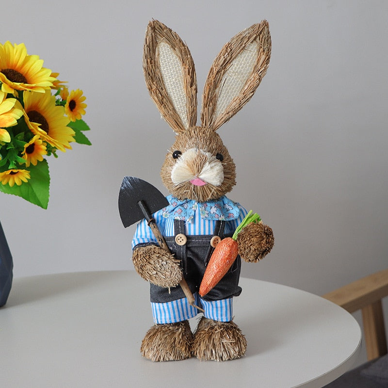 2023 Year Easter Straw Easter Rabbit Decoration with Clothes Happy Easter Home Garden Wedding Ornament Photo Props Crafts Bunny - Provence Home Living Store