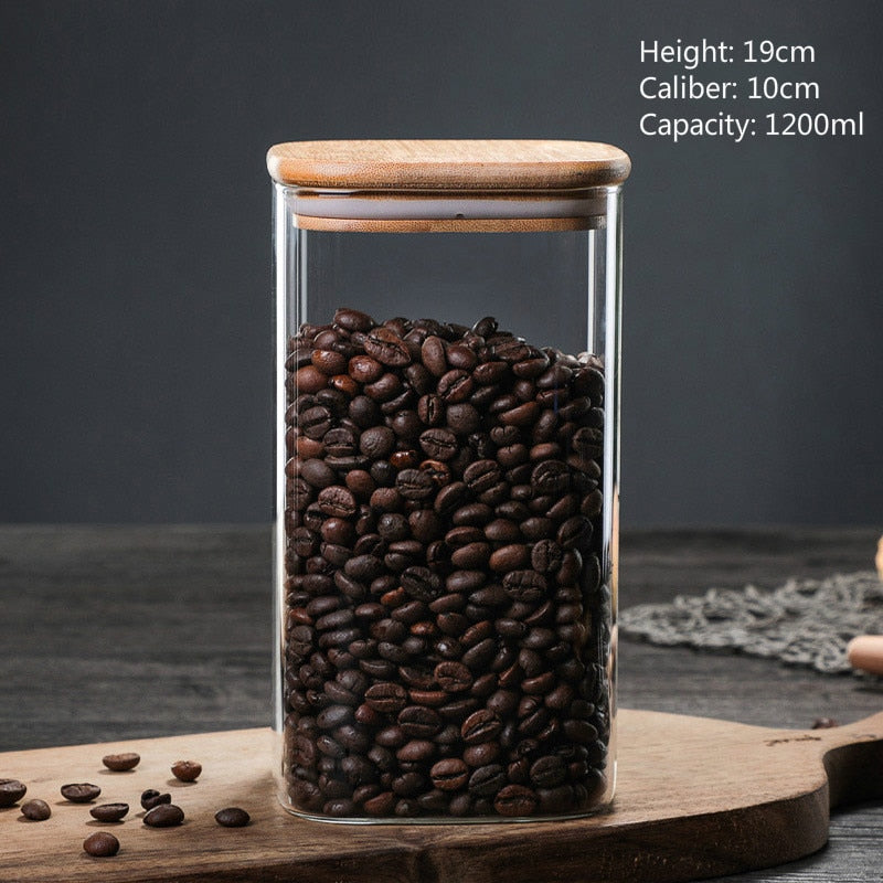 600-1400Ml Square Guardian Love Sealed Storage Jar Seasoning Storage Tank Milk Powder Candy Coffee Bean Storage Bottle Tool - Provence Home Living Store