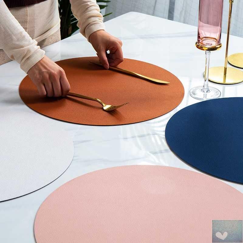 Insulation Oilproof Leather Placemat Western Food Dining Tableware Table Mat Pads Bowl Cup Coaster Kitchen Accessorie - Provence Home Living Store