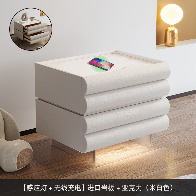 Bedroom Modern Nightstand Beige Aesthetic Design Drawers Storage Nightstand Wood Minimalist Mesitas De Noche Home Furniture - Provence Home Living Store