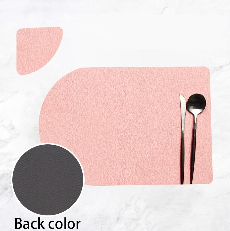 2/4/6PCS Dual Side 2 Color Tableware Pad Placemat PU Leather Table Mat Heat Insulation Non-Slip Bowl Coaster Kitchen - Provence Home Living Store