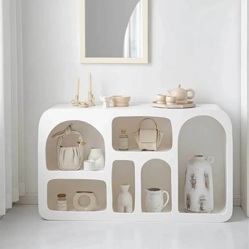 Nordic Simple White Entrance Display Cabinets Living Room Cabinets Arch Cave Storage Curio Cabinet Floor Bookcase Home Furniture - Provence Home Living Store