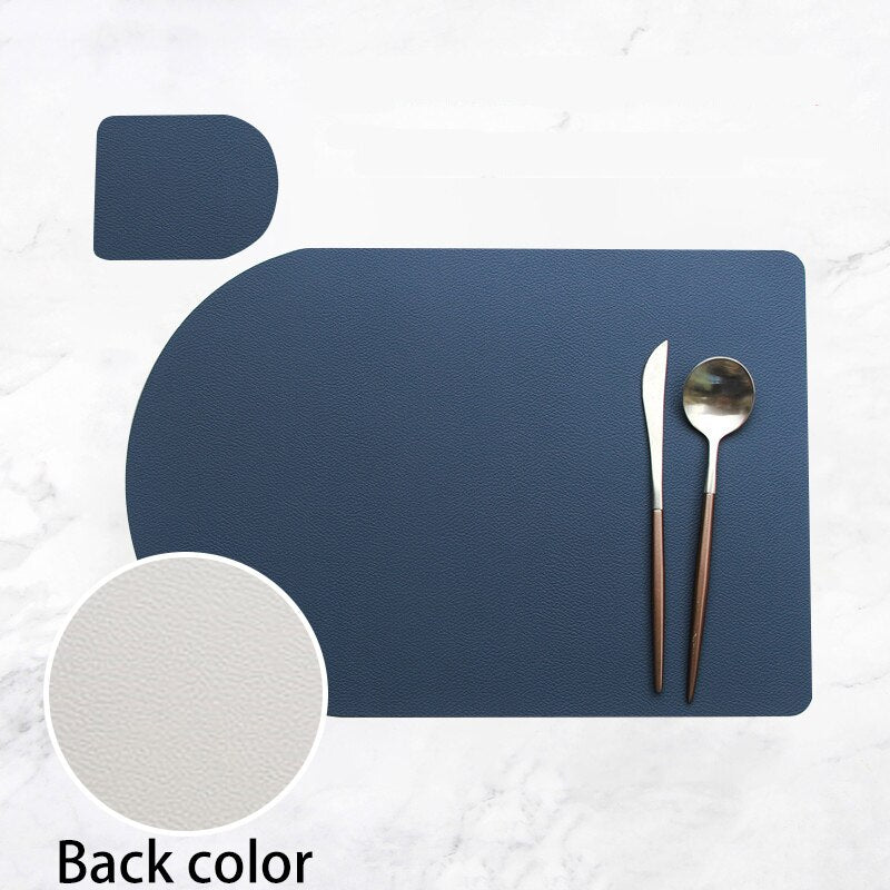 2/4/6PCS Dual Side 2 Color Tableware Pad Placemat PU Leather Table Mat Heat Insulation Non-Slip Bowl Coaster Kitchen - Provence Home Living Store